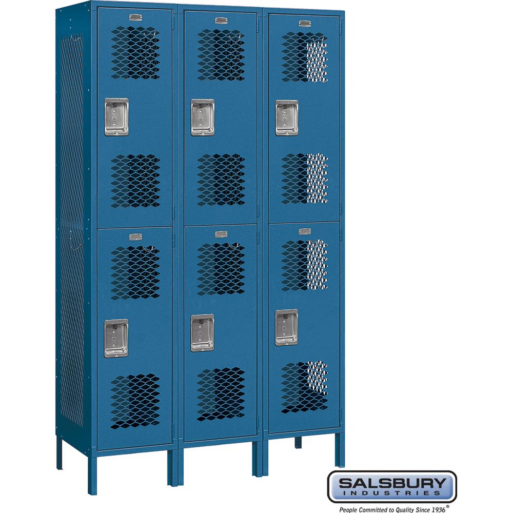 15" Wide Double Tier Vented Metal Locker - 3 Wide - 6 Feet High - 18" Deep by Salsbury