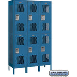 15" Wide Double Tier Vented Metal Locker - 3 Wide - 6 Feet High - 18" Deep by Salsbury