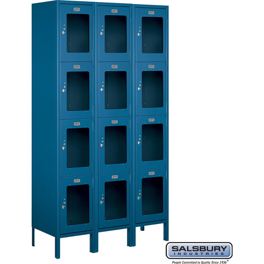 15" Wide Four Tier See-Through Metal Locker - 3 Wide - 6 Feet High - 15" Deep by Salsbury