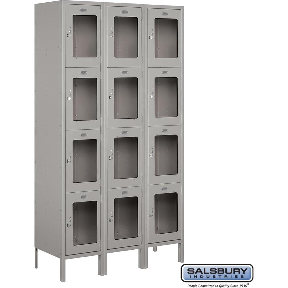 15" Wide Four Tier See-Through Metal Locker - 3 Wide - 6 Feet High - 15" Deep by Salsbury