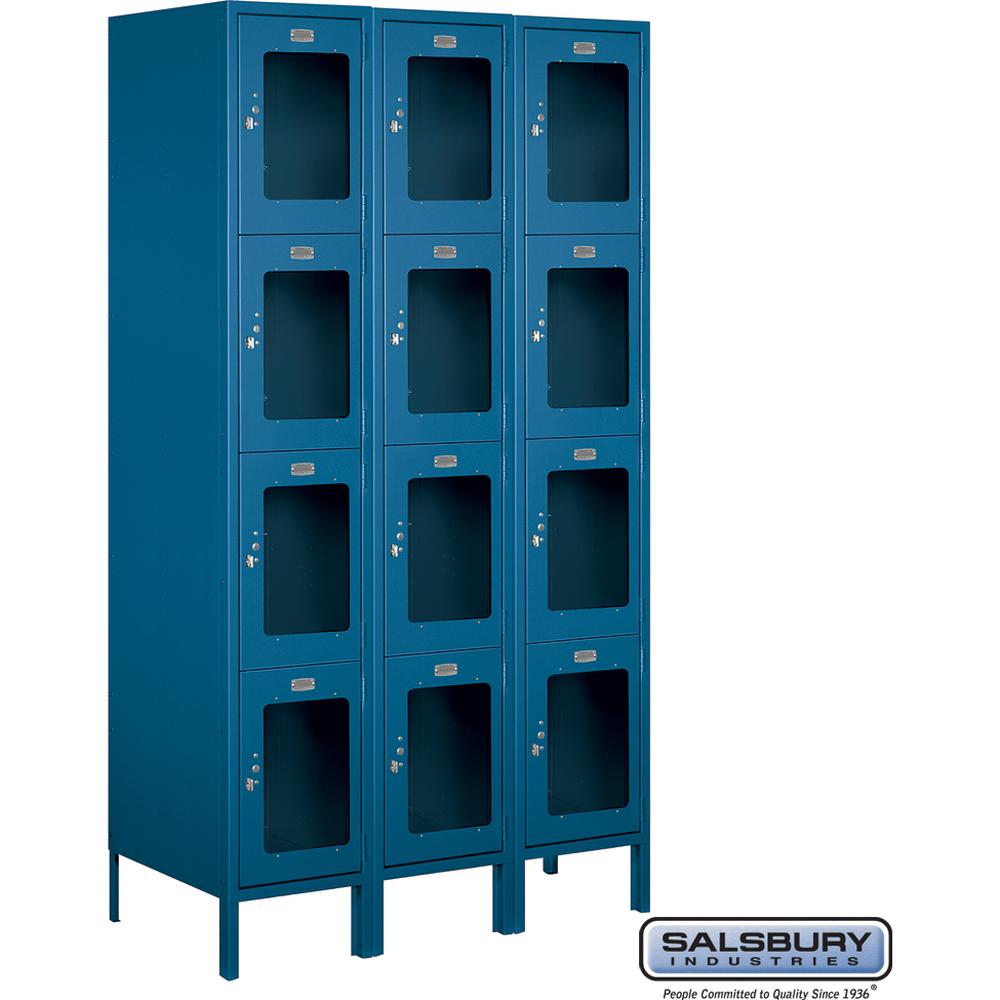 15" Wide Four Tier See-Through Metal Locker - 3 Wide - 6 Feet High - 18" Deep by Salsbury