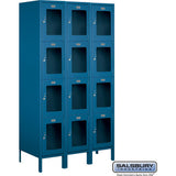 15" Wide Four Tier See-Through Metal Locker - 3 Wide - 6 Feet High - 18" Deep by Salsbury