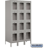 15" Wide Four Tier See-Through Metal Locker - 3 Wide - 6 Feet High - 18" Deep by Salsbury