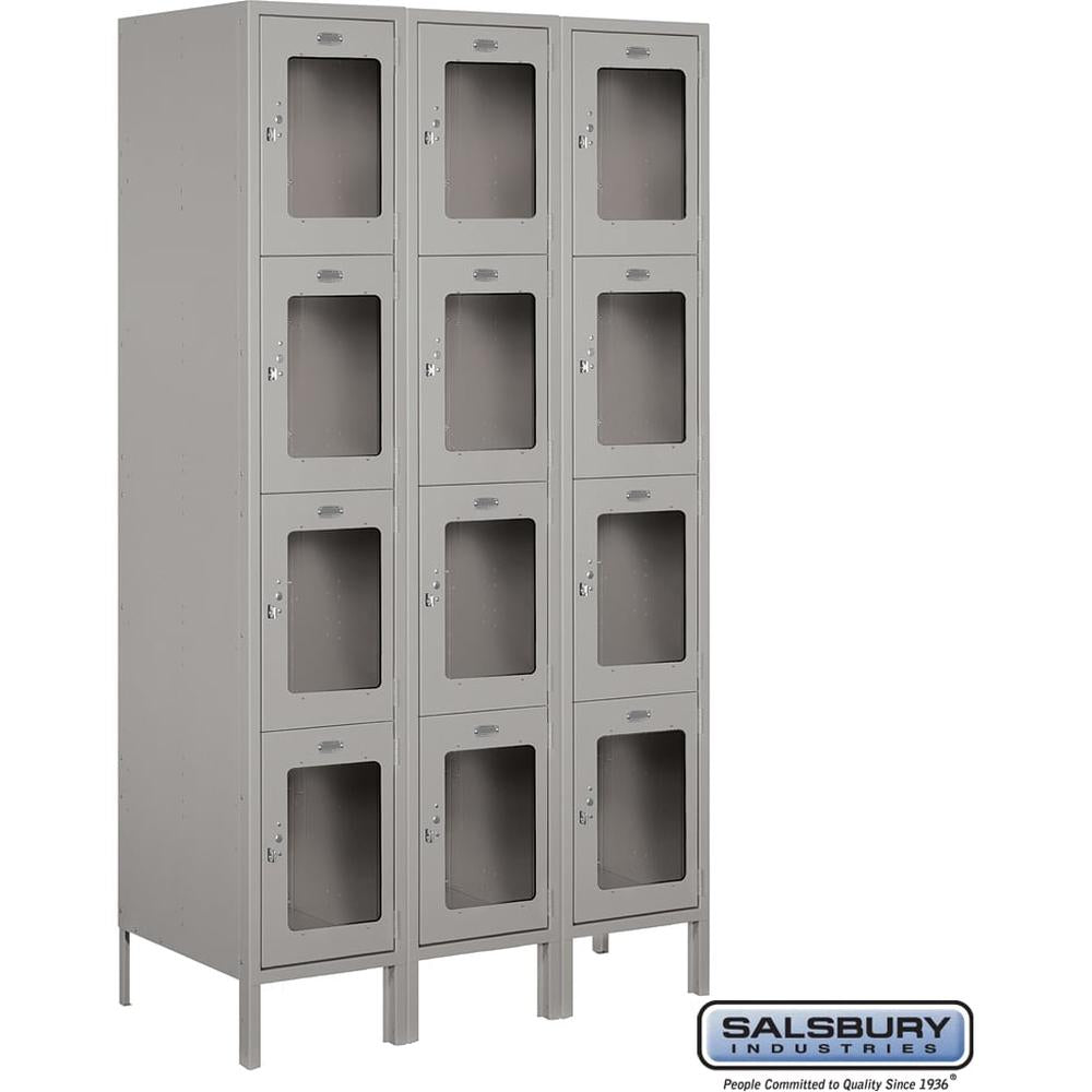 15" Wide Four Tier See-Through Metal Locker - 3 Wide - 6 Feet High - 18" Deep by Salsbury