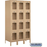 15" Wide Four Tier See-Through Metal Locker - 3 Wide - 6 Feet High - 18" Deep by Salsbury