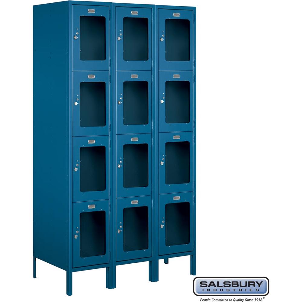 15" Wide Four Tier See-Through Metal Locker - 3 Wide - 6 Feet High - 18" Deep by Salsbury