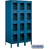 15" Wide Four Tier See-Through Metal Locker - 3 Wide - 6 Feet High - 18" Deep by Salsbury