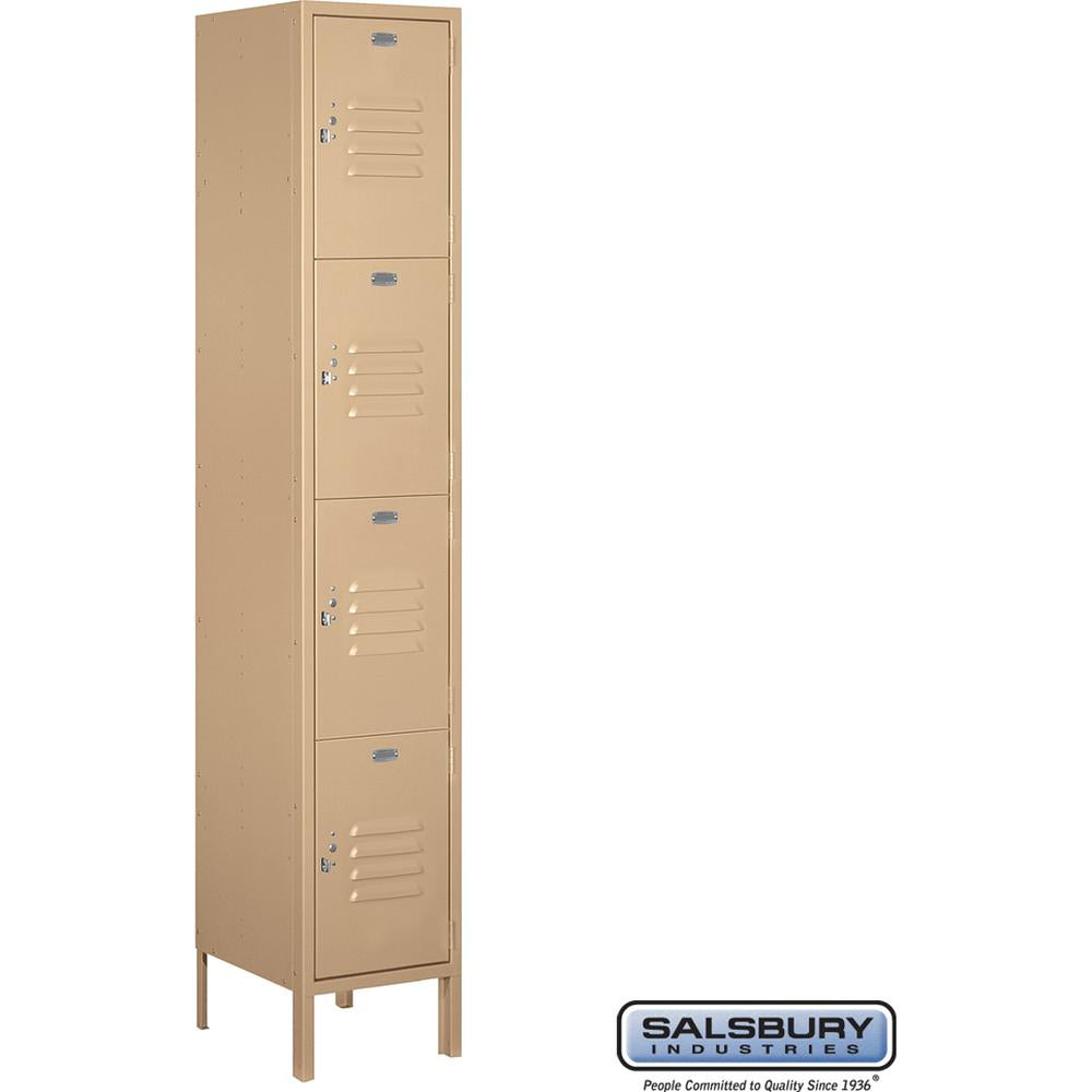 15" Wide Four Tier Standard Metal Locker - 1 Wide - 6 Feet High - 15" Deep by Salsbury
