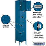 15" Wide Four Tier Standard Metal Locker - 1 Wide - 6 Feet High - 15" Deep by Salsbury
