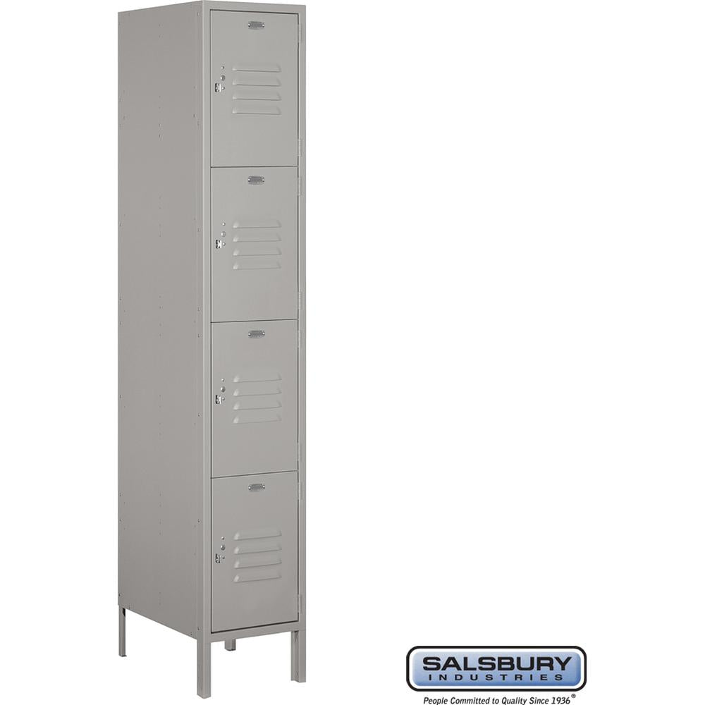 15" Wide Four Tier Standard Metal Locker - 1 Wide - 6 Feet High - 18" Deep by Salsbury