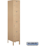 15" Wide Four Tier Standard Metal Locker - 1 Wide - 6 Feet High - 18" Deep by Salsbury
