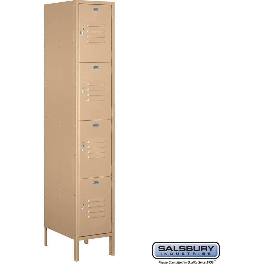 15" Wide Four Tier Standard Metal Locker - 1 Wide - 6 Feet High - 18" Deep by Salsbury