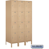 15" Wide Four Tier Standard Metal Locker - 3 Wide - 6 Feet High - 18" Deep by Salsbury