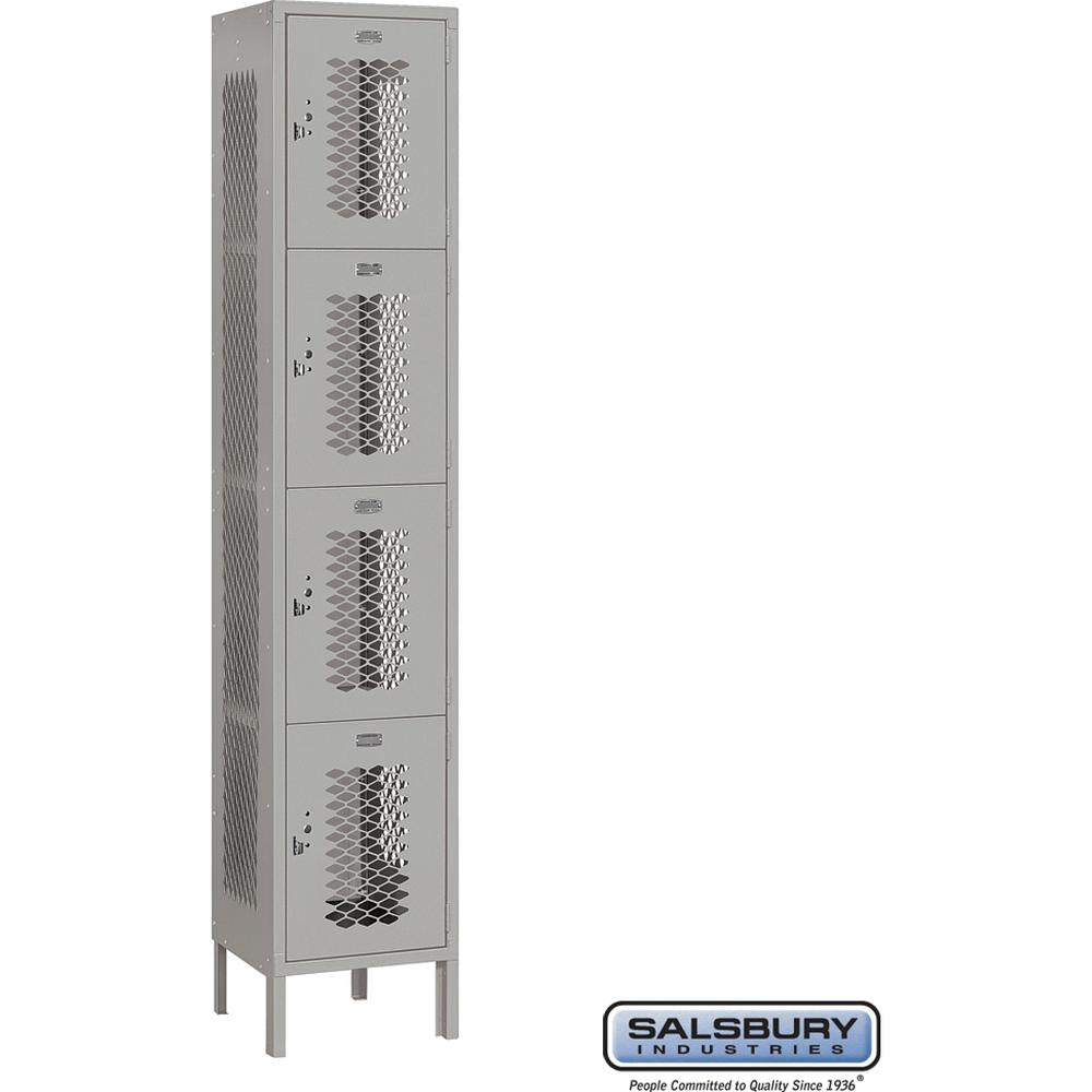 15" Wide Four Tier Vented Metal Locker - 1 Wide - 6 Feet High - 15" Deep by Salsbury