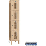 15" Wide Four Tier Vented Metal Locker - 1 Wide - 6 Feet High - 15" Deep by Salsbury