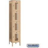 15" Wide Four Tier Vented Metal Locker - 1 Wide - 6 Feet High - 18" Deep by Salsbury
