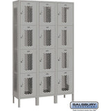 15" Wide Four Tier Vented Metal Locker - 3 Wide - 6 Feet High - 15" Deep by Salsbury