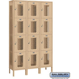 15" Wide Four Tier Vented Metal Locker - 3 Wide - 6 Feet High - 15" Deep by Salsbury