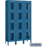 15" Wide Four Tier Vented Metal Locker - 3 Wide - 6 Feet High - 15" Deep by Salsbury