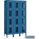 15" Wide Four Tier Vented Metal Locker - 3 Wide - 6 Feet High - 18" Deep by Salsbury