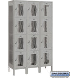 15" Wide Four Tier Vented Metal Locker - 3 Wide - 6 Feet High - 18" Deep by Salsbury