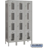 15" Wide Four Tier Vented Metal Locker - 3 Wide - 6 Feet High - 18" Deep by Salsbury