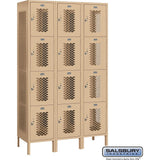 15" Wide Four Tier Vented Metal Locker - 3 Wide - 6 Feet High - 18" Deep by Salsbury