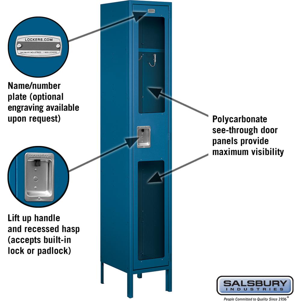 15" Wide Single Tier See-Through Metal Locker - 1 Wide - 6 Feet High - 15" Deep by Salsbury