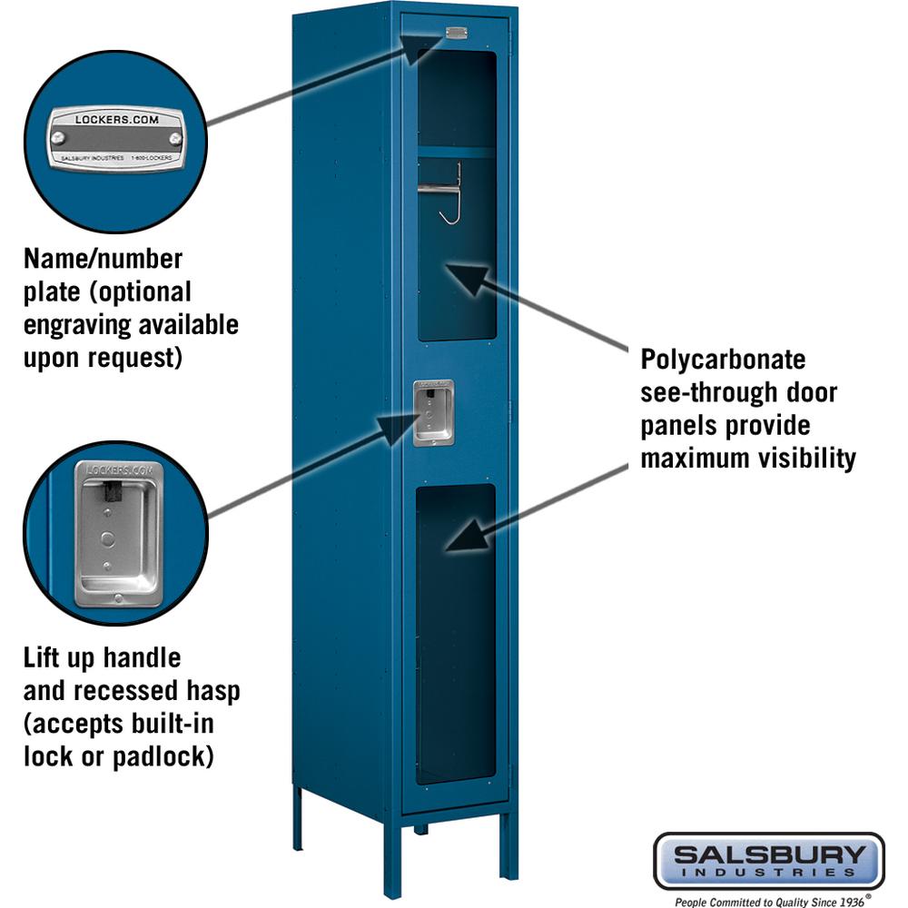 15" Wide Single Tier See-Through Metal Locker - 1 Wide - 6 Feet High - 18" Deep by Salsbury