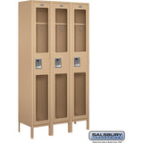 15" Wide Single Tier See-Through Metal Locker - 3 Wide - 6 Feet High - 15" Deep by Salsbury
