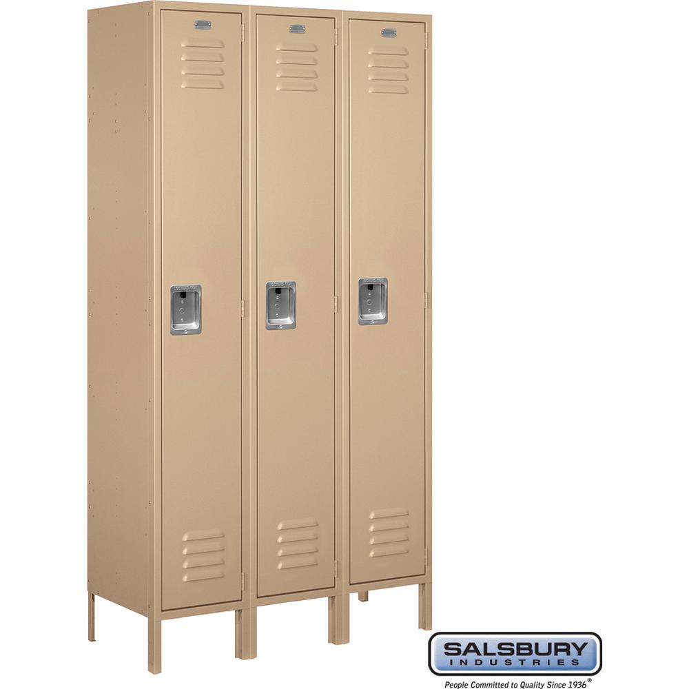 15" Wide Single Tier Standard Metal Locker - 3 Wide - 6 Feet High - 15" Deep by Salsbury