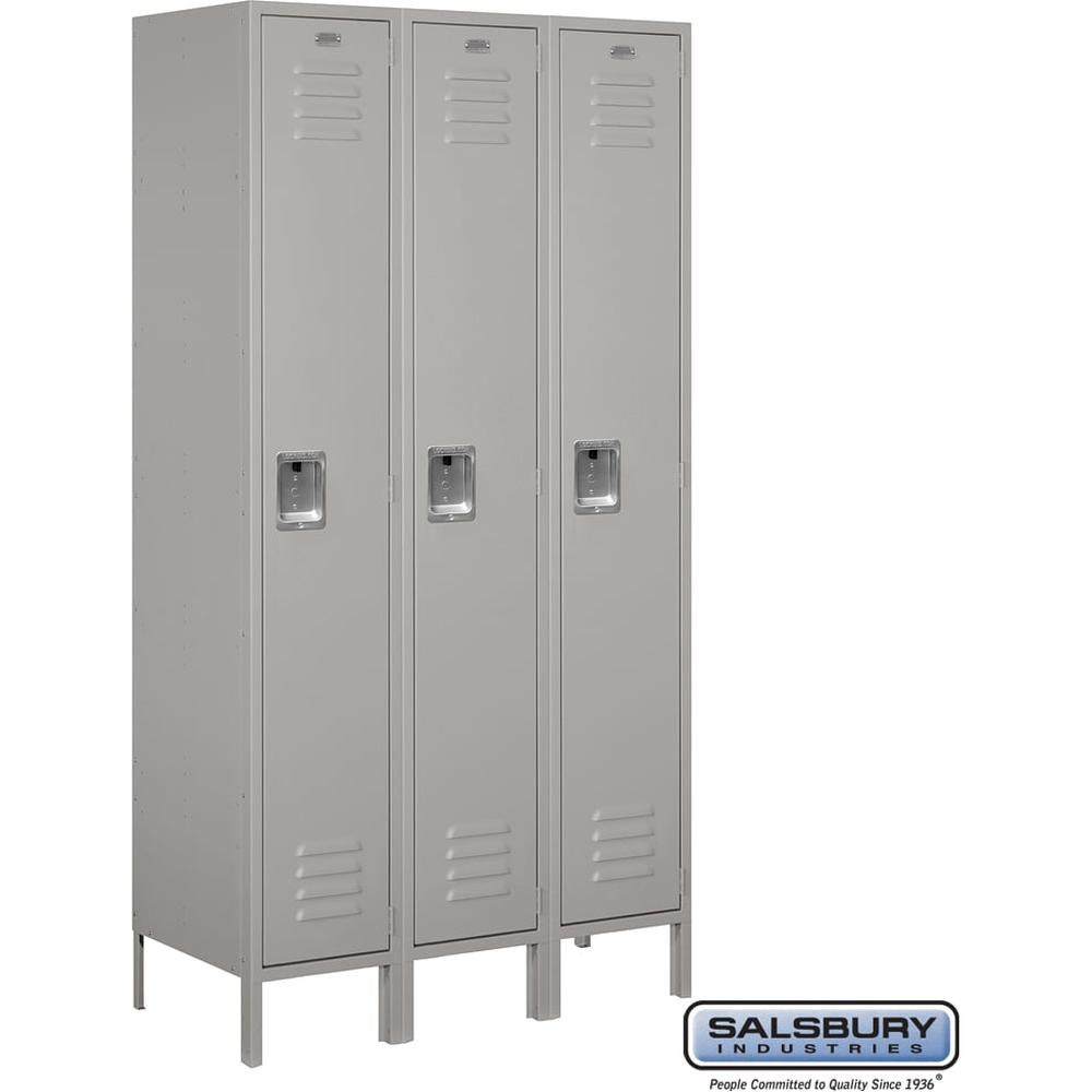 15" Wide Single Tier Standard Metal Locker - 3 Wide - 6 Feet High - 18" Deep by Salsbury