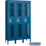 15" Wide Single Tier Vented Metal Locker - 3 Wide - 6 Feet High - 15" Deep by Salsbury