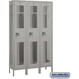 15" Wide Single Tier Vented Metal Locker - 3 Wide - 6 Feet High - 15" Deep by Salsbury