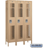 15" Wide Single Tier Vented Metal Locker - 3 Wide - 6 Feet High - 15" Deep by Salsbury