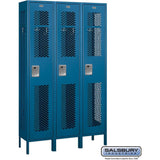 15" Wide Single Tier Vented Metal Locker - 3 Wide - 6 Feet High - 15" Deep by Salsbury