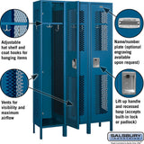 15" Wide Single Tier Vented Metal Locker - 3 Wide - 6 Feet High - 15" Deep by Salsbury