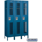 15" Wide Single Tier Vented Metal Locker - 3 Wide - 6 Feet High - 18" Deep by Salsbury