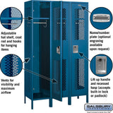 15" Wide Single Tier Vented Metal Locker - 3 Wide - 6 Feet High - 18" Deep by Salsbury