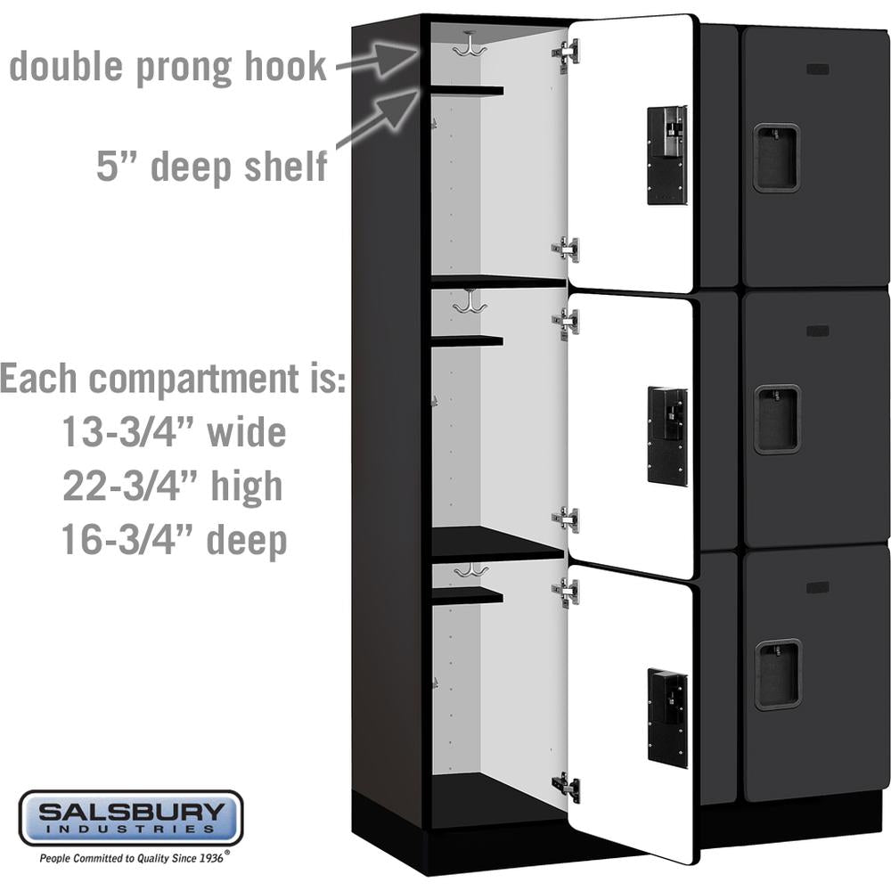 15" Wide Triple Tier Designer Wood Locker - 3 Wide - 6 Feet High - 18" Deep by Salsbury