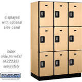 15" Wide Triple Tier Designer Wood Locker - 3 Wide - 6 Feet High - 21" Deep by Salsbury