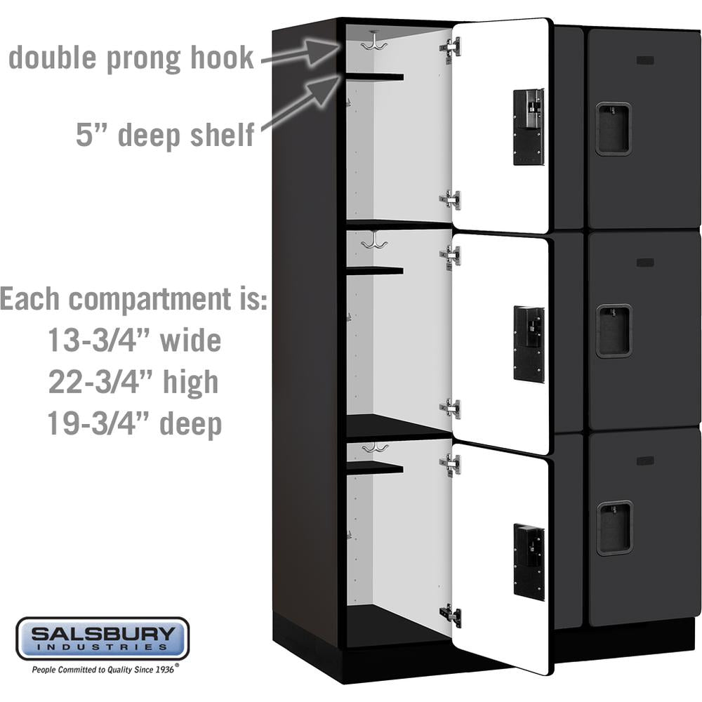 15" Wide Triple Tier Designer Wood Locker - 3 Wide - 6 Feet High - 21" Deep by Salsbury