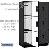 15" Wide Triple Tier Designer Wood Locker - 3 Wide - 6 Feet High - 21" Deep by Salsbury