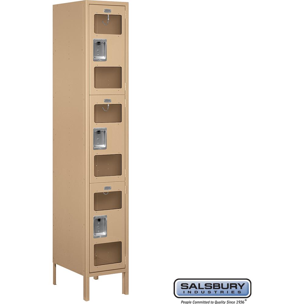 15" Wide Triple Tier See-Through Metal Locker - 1 Wide - 6 Feet High - 18" Deep by Salsbury