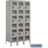 15" Wide Triple Tier See-Through Metal Locker - 3 Wide - 6 Feet High - 18" Deep by Salsbury