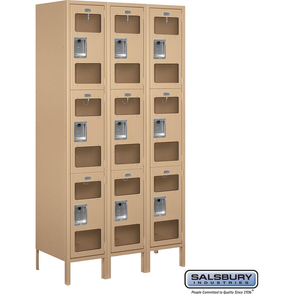 15" Wide Triple Tier See-Through Metal Locker - 3 Wide - 6 Feet High - 18" Deep by Salsbury
