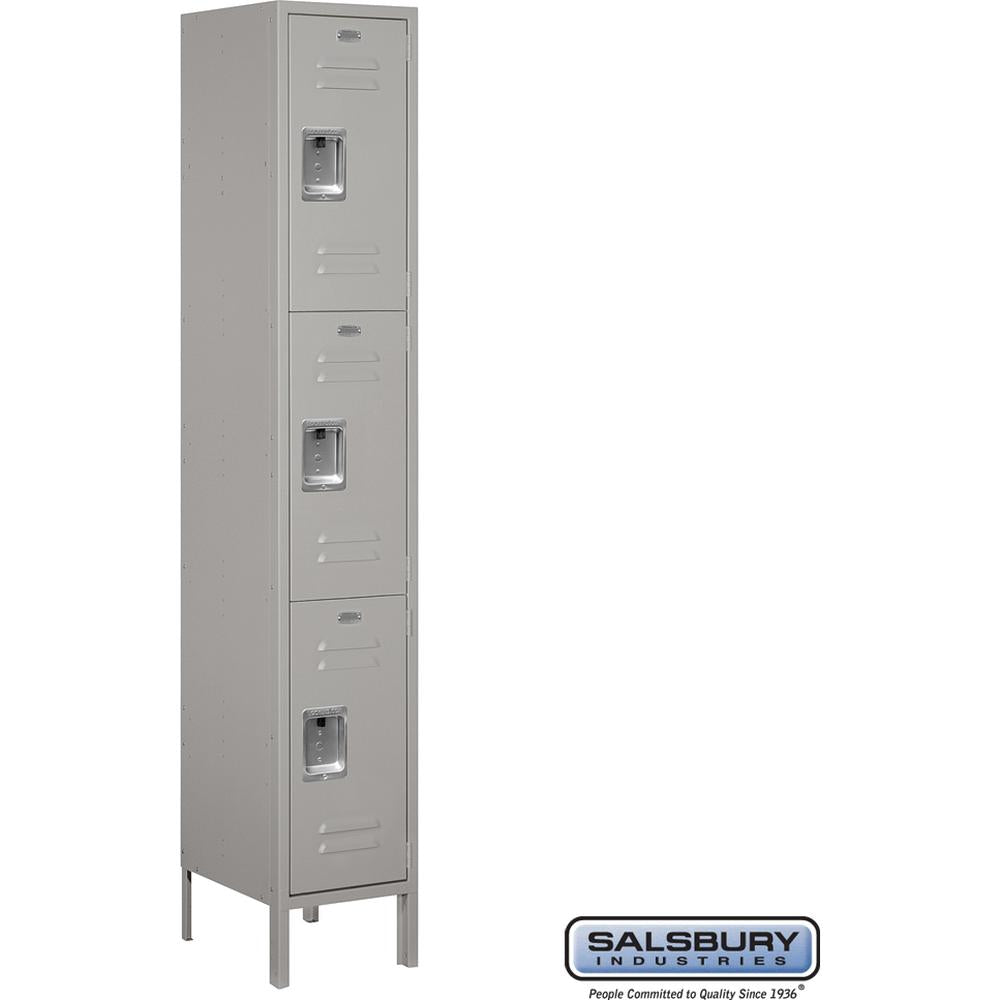 15" Wide Triple Tier Standard Metal Locker - 1 Wide - 6 Feet High - 15" Deep by Salsbury