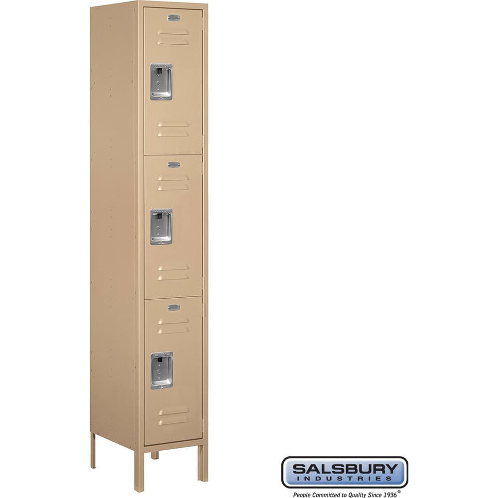 15" Wide Triple Tier Standard Metal Locker - 1 Wide - 6 Feet High - 15" Deep by Salsbury