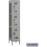 15" Wide Triple Tier Vented Metal Locker - 1 Wide - 6 Feet High - 18" Deep by Salsbury
