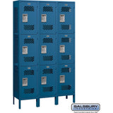 15" Wide Triple Tier Vented Metal Locker - 3 Wide - 6 Feet High - 15" Deep by Salsbury